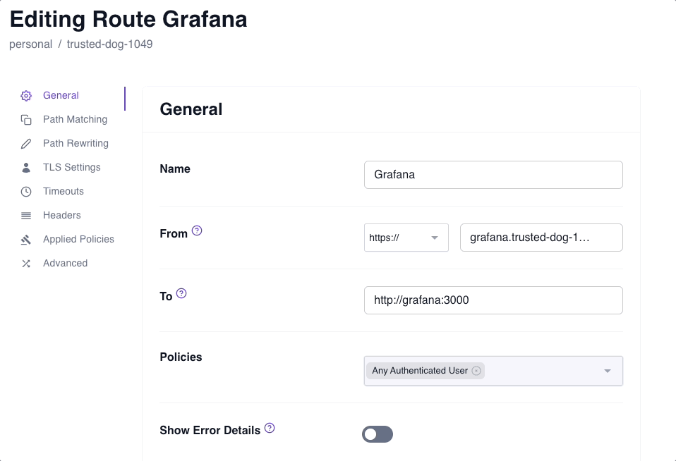 Apply the route-level pass identity headers setting in the Zero Console